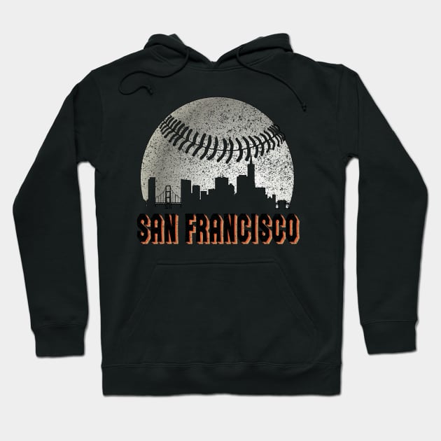 Vintage San Francisco Downtown Skyline Baseball For Game Day Hoodie by justiceberate